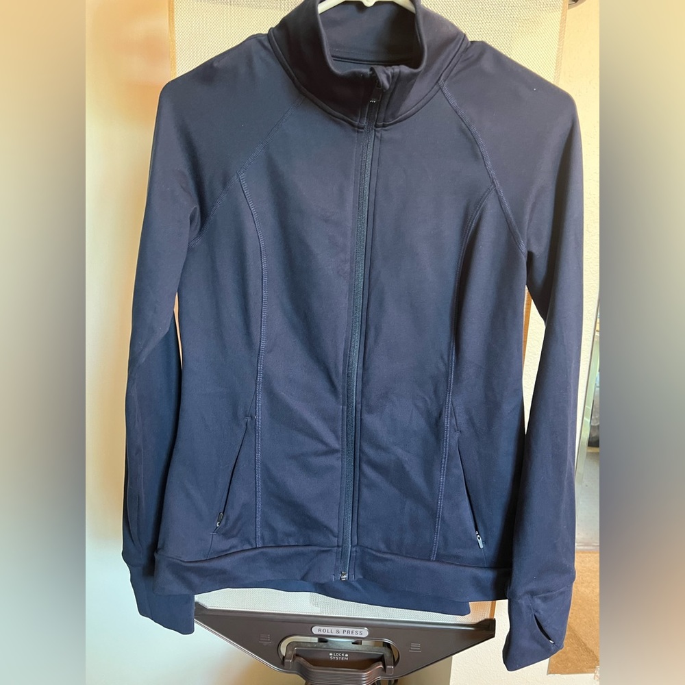 Zip front track jacket - blue